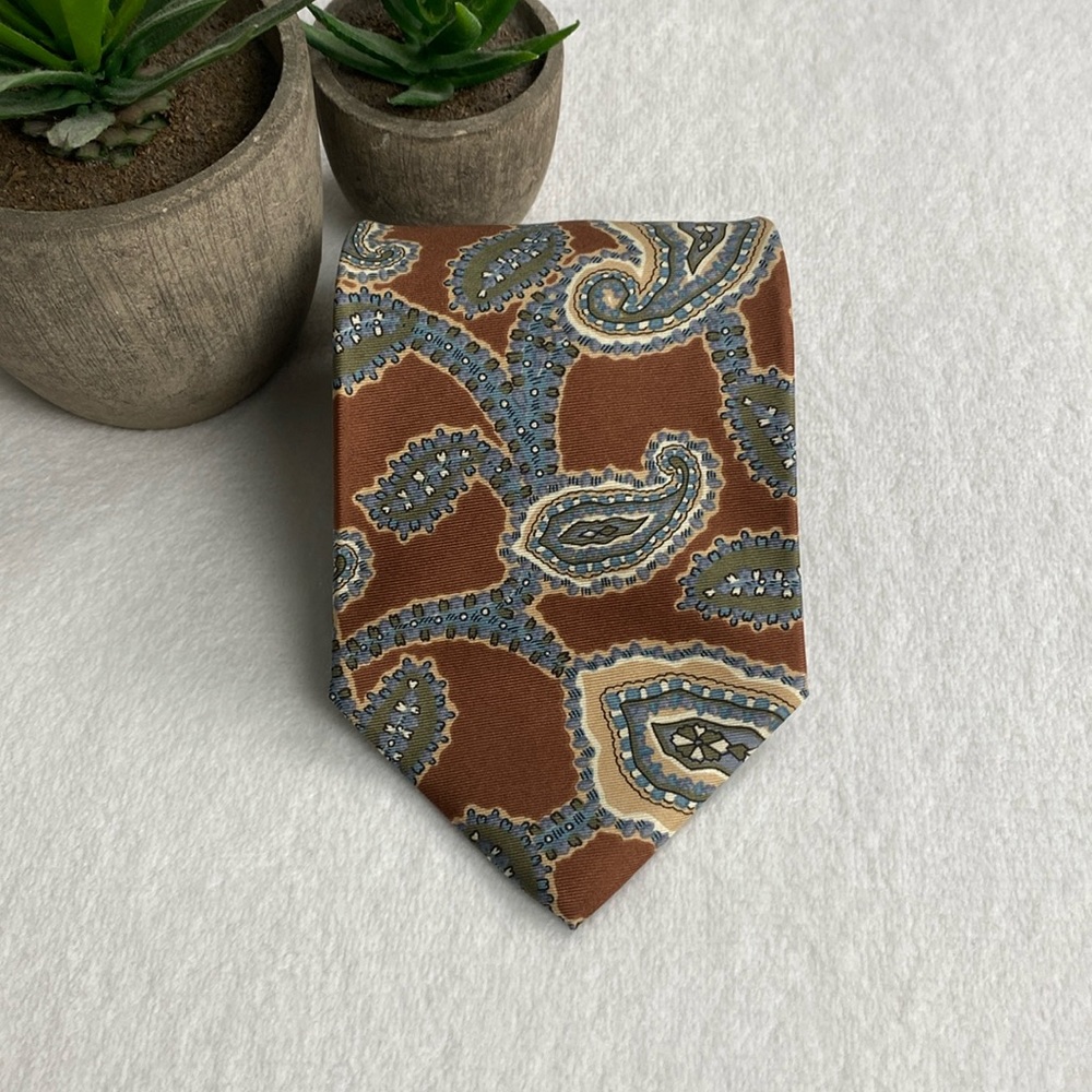 Christian Dior Monsieur Silk Neck Tie | Paisley Pattern | Brown/Multicolor